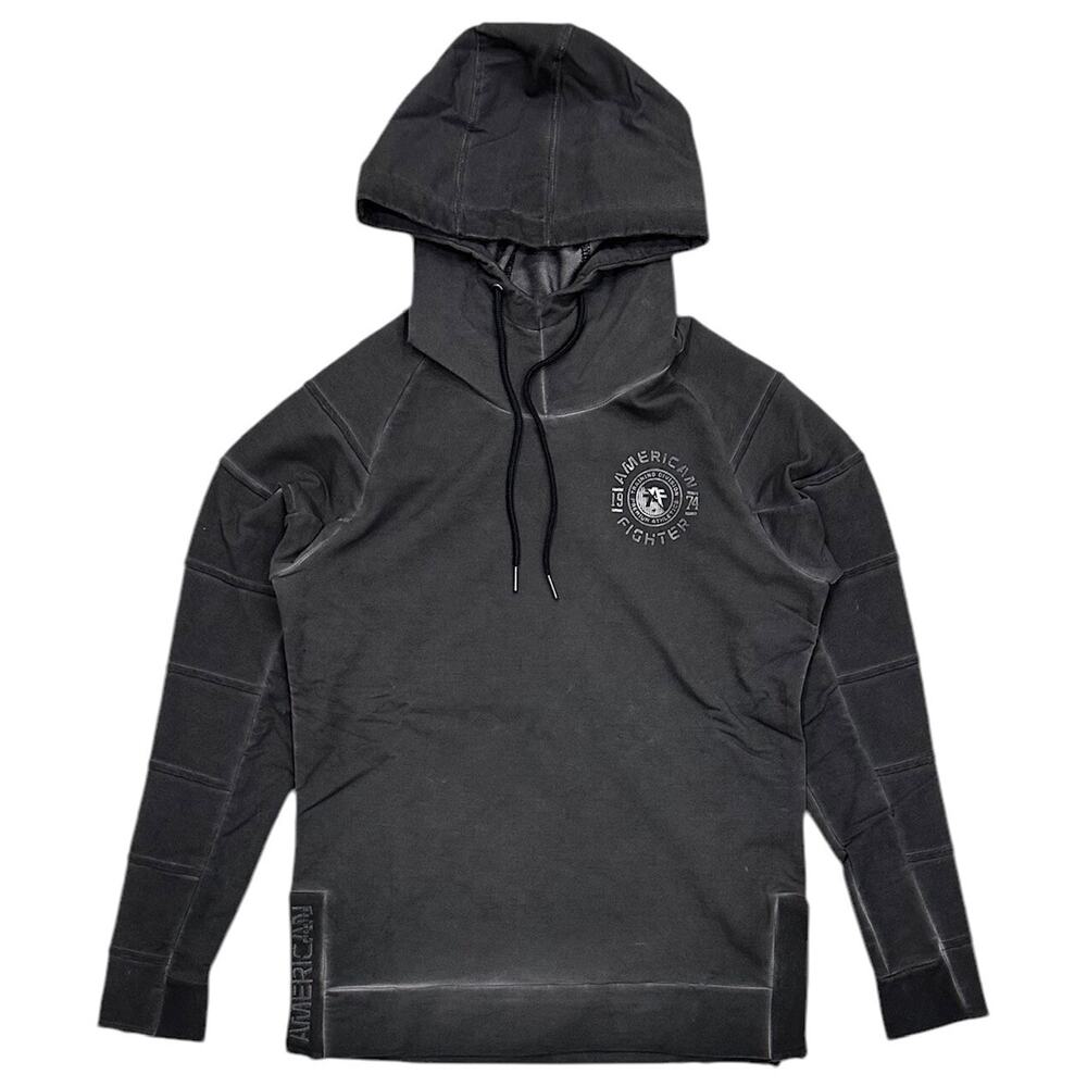 American Fighter Women's Hoodie Paved Pullover Black Vintage Washed Sweatshirt - Picture 1 of 7